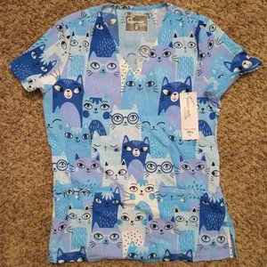 UA Easy Stretch by Butter-Soft Cat Print Scrub Top